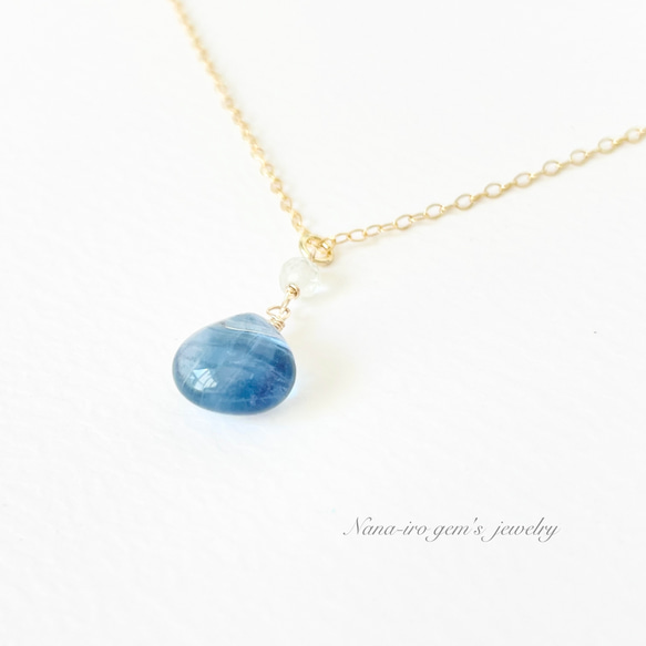 14kgf bluegreen fluorite necklace 3枚目の画像