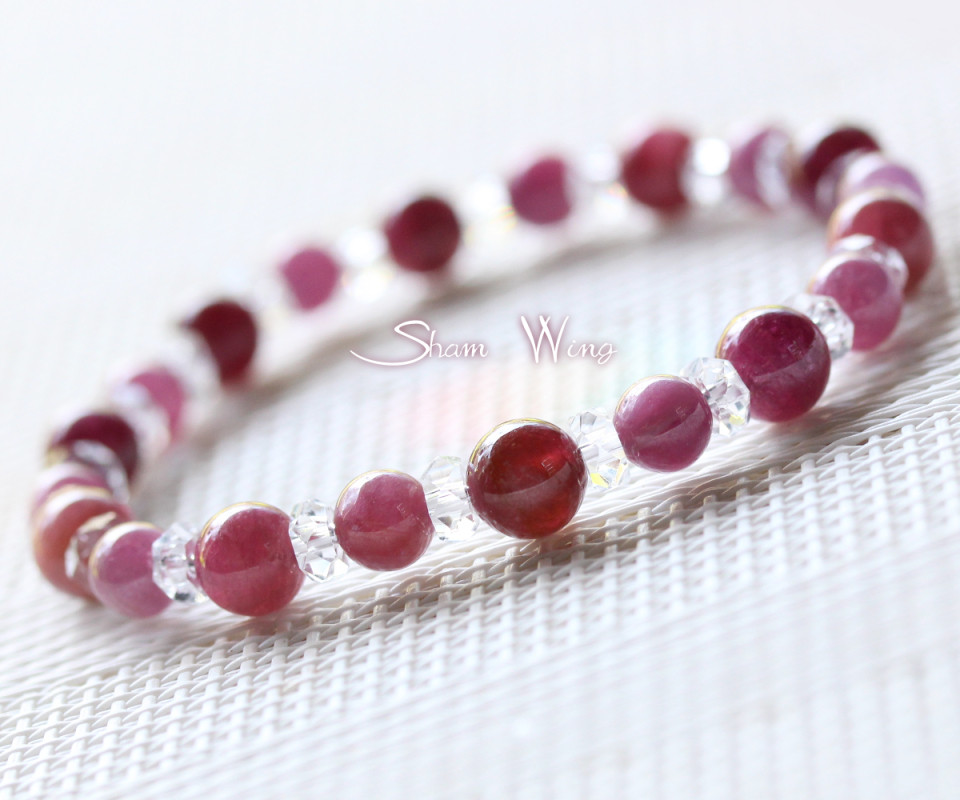 ルビー＆ピンクトルマリンブレスレット 愛と健康✿天然石 ブレスレット