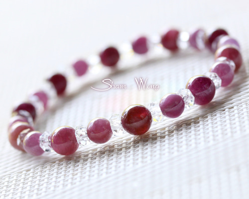 ルビー＆ピンクトルマリンブレスレット 愛と健康✿天然石 ブレスレット