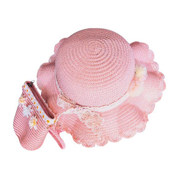 売れ筋 【値下げ】ピンク色が可愛い♡麦わらボンネット ピンク色が