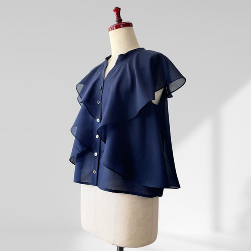 夏フリルブラウス ノースリーブ 接触冷感 速乾性 オフィス フォーマル