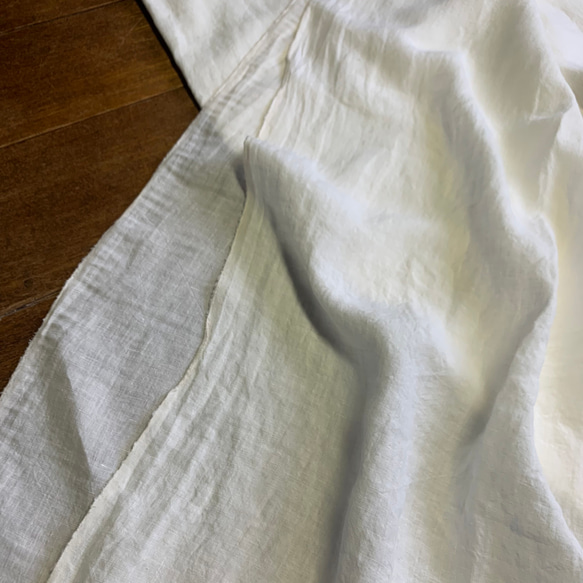 【1ｍ専用ページ】遠州織物 薄地 [リネン100%] 平織り 60番 生地 オフホワイト  1m〜 6枚目の画像