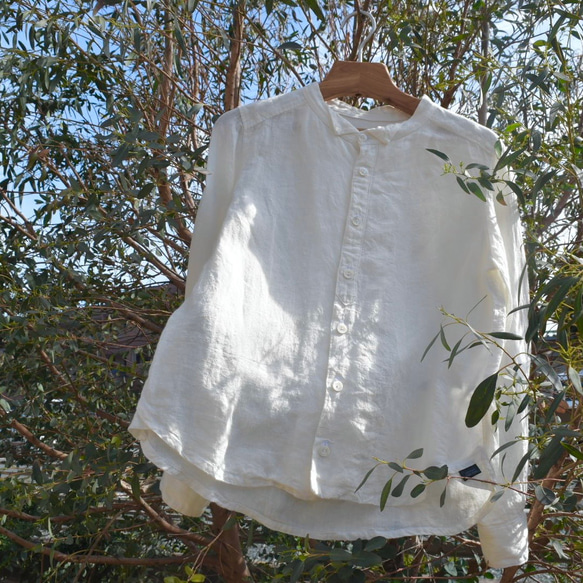 【1ｍ専用ページ】遠州織物 薄地 [リネン100%] 平織り 60番 生地 オフホワイト  1m〜 4枚目の画像