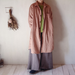 gauze long shirt jacket /草木染め ダブルガーゼロングシャツ 桜鼠色 檳榔子染め 1枚目の画像