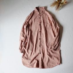 gauze long shirt jacket /草木染め ダブルガーゼロングシャツ 桜鼠色 檳榔子染め 4枚目の画像