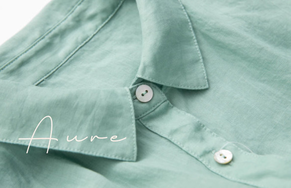 薄手のラミー麻のシャツ.開襟ミディアム半袖シャツ　ブラウス　カーディガン 9枚目の画像