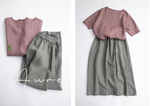 春夏の薄手リネンロングスカート.色がとても似合う  通勤　A字型スカート 6枚目の画像