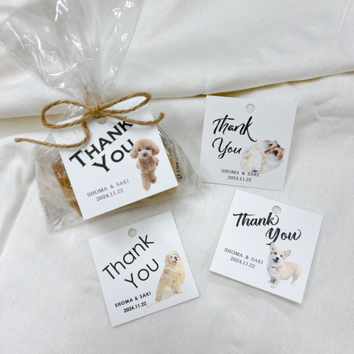 オーダーメイド】ペットの写真入りThank youタグ（クラフト紙・白色