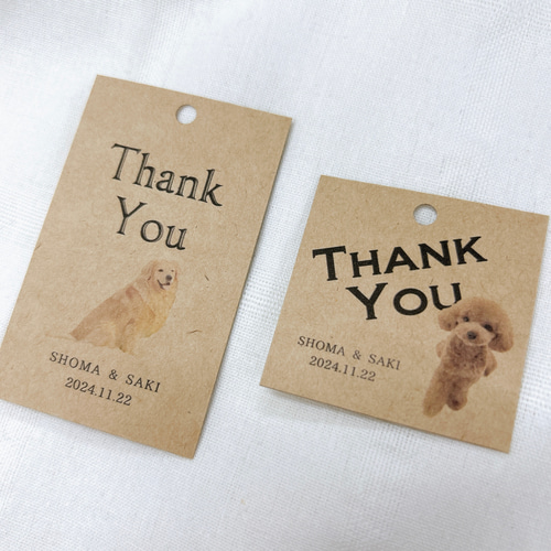 オーダーメイド】ペットの写真入りThank youタグ（クラフト紙・白色