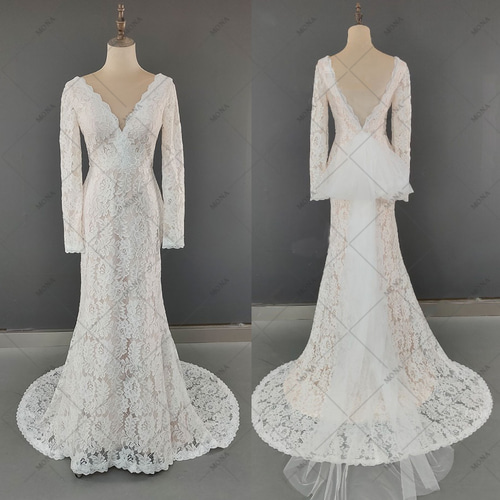 総レース マーメイドライン ウェディングドレス 前撮りドレス 904  
