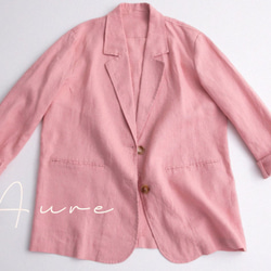 リンネルの小さな洋服　カジュアルブレザー襟トップス　リネン長袖薄手コート 13枚目の画像