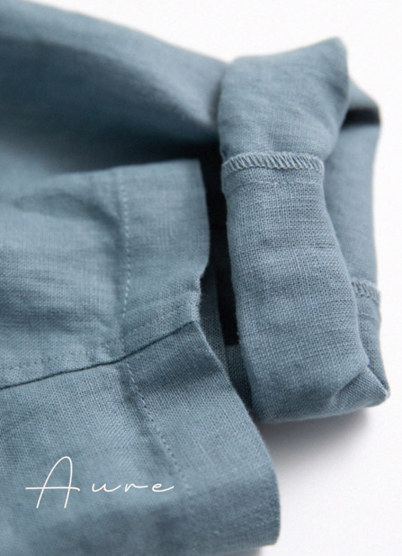 リンネルの小さな洋服　カジュアルブレザー襟トップス　リネン長袖薄手コート 11枚目の画像