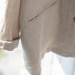 リンネルの小さな洋服　カジュアルブレザー襟トップス　リネン長袖薄手コート 5枚目の画像