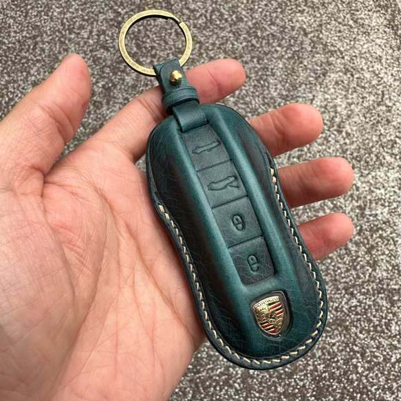 Porsche Wax leather レザーキースーツ キーケース 革製品 スマートキーケース 名入れ 本革 第6張的照片