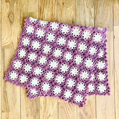 モチーフ編み ひざ掛け ケープ(想花 スモークピンク) Motif knitting