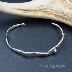 CB-28 Melting Silver Bangle メルティング シルバーバングル ターコイズin ハンドメイド 4枚目の画像