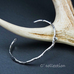 CB-28 Melting Silver Bangle メルティング シルバーバングル ターコイズin ハンドメイド 5枚目の画像