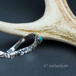 CB-27 Melting Silver Bangle メルティング シルバーバングル ターコイズin ハンドメイド 4枚目の画像