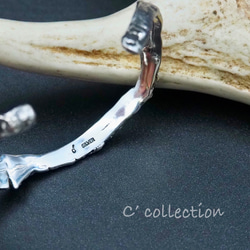 CB-27 Melting Silver Bangle メルティング シルバーバングル ターコイズin ハンドメイド 6枚目の画像