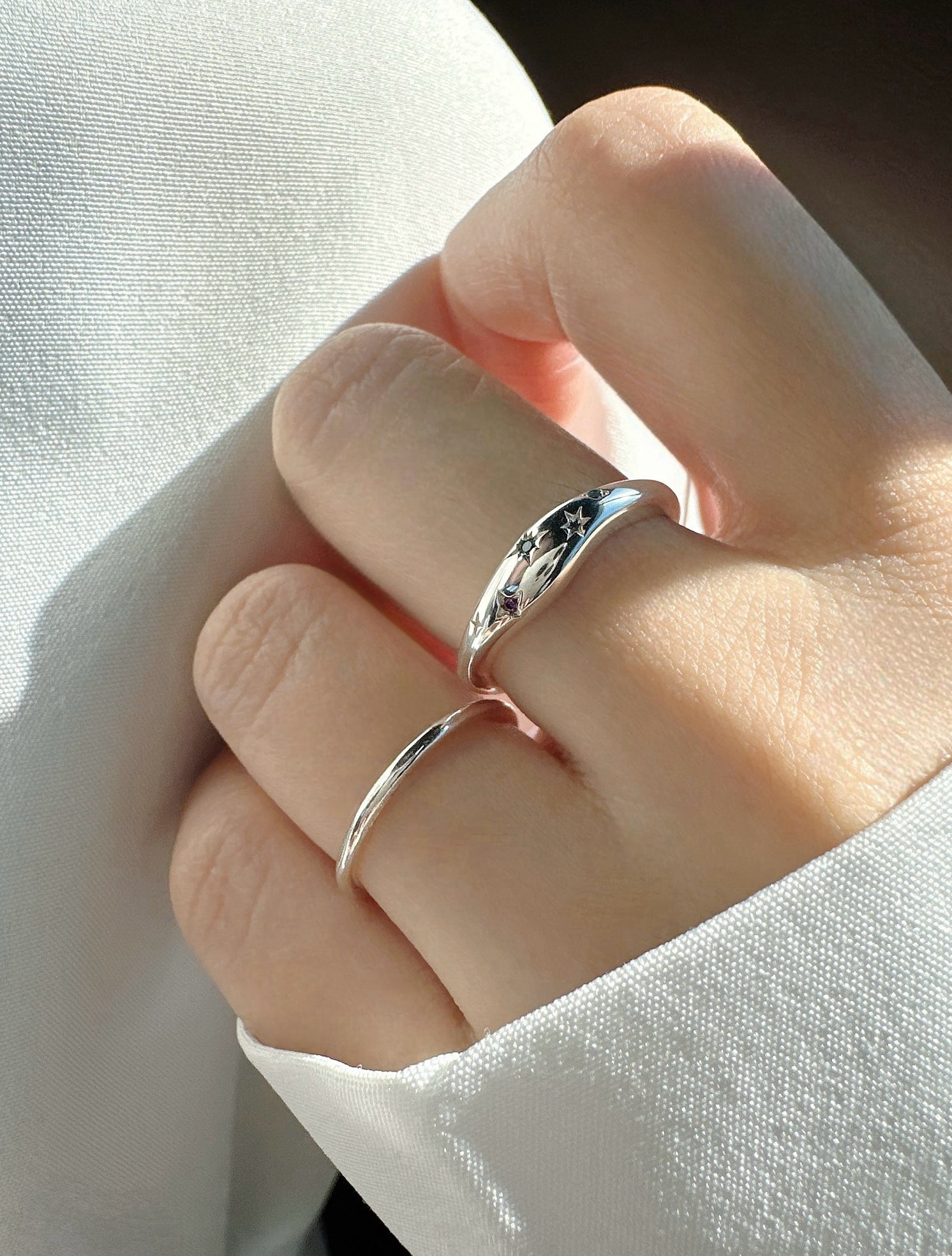 ギャラクシー誕生石SV925リングお好きな誕生石を3石選べるR2550