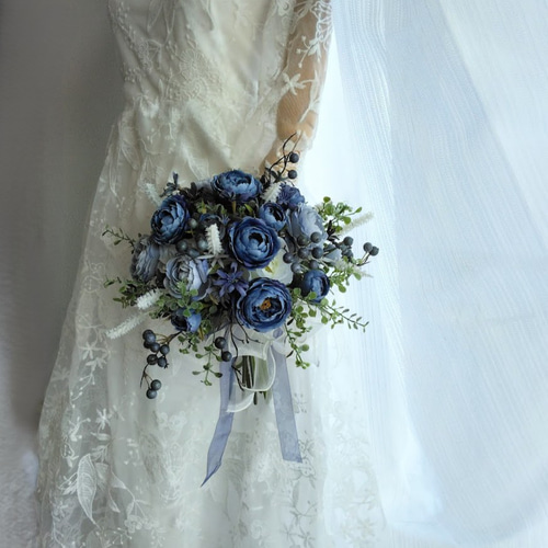 ウェディングブーケ ネイビーブルーの ウェディング ブーケ ns932 アーティフィシャル