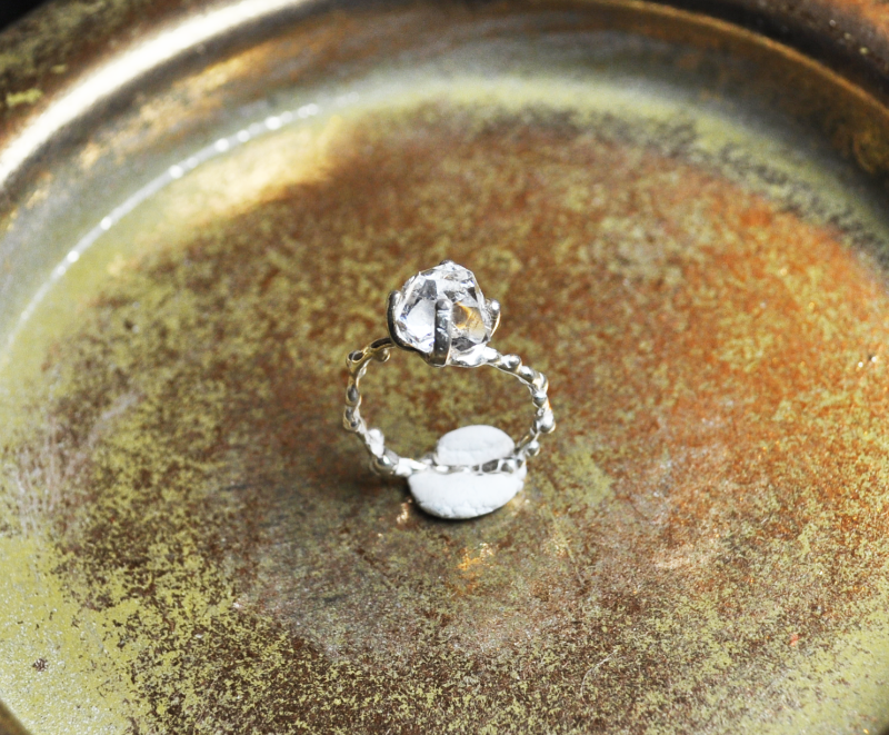 1号・SV925・ハーキマークォーツの指環：《月の涙 02/Larme de la lune 02》