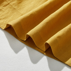 休閒成人可愛的亞麻襯衫，褶邊領口，100%亞麻，深黃色 240323-2 第9張的照片