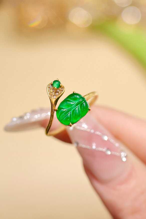 天然ダイヤモンド付きヒスイリングk18 指輪・リング パール大好き(購入  