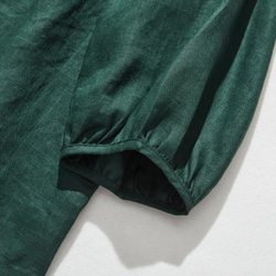 休閒成人可愛的亞麻襯衫，褶邊領口，100%亞麻，深綠色 240323-5 第6張的照片