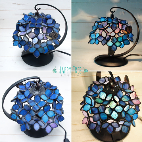 送料無料】《再販》ステンドグラス 点けても消しても楽しめる紫陽花の