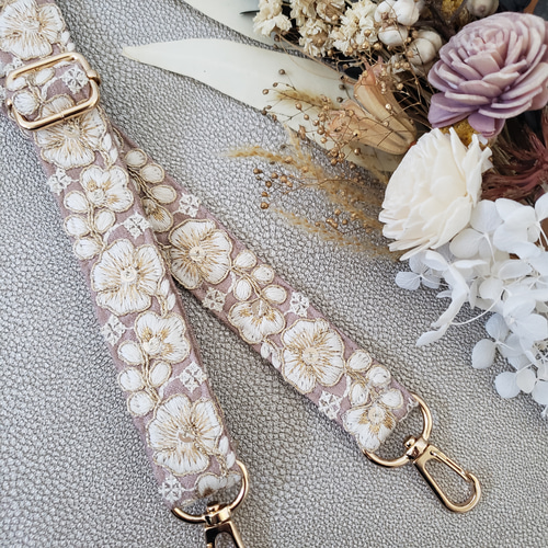 再販】ショルダーストラップ インド刺繍リボン スマホストラップ