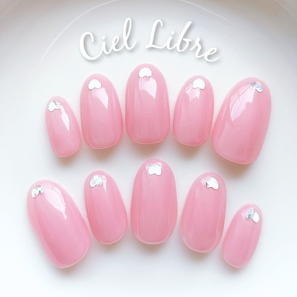 サイズオーダー】No.2 (ネイルチップ/ジェルネイル/ピンク/ハート  