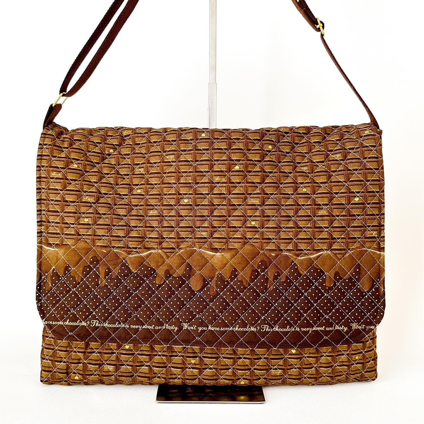 即納入園入学2026 図書袋『とろけるチョコレート』女の子｜ふたつきショルダー肩がけレッスンバッグ｜絵本袋｜図書バッグ