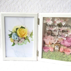 新作限定品　桜とペット　名入れメッセージ　 結婚祝い　ペットが選べるフラワーフォトフレーム　　 誕生日　写真立て 2枚目の画像