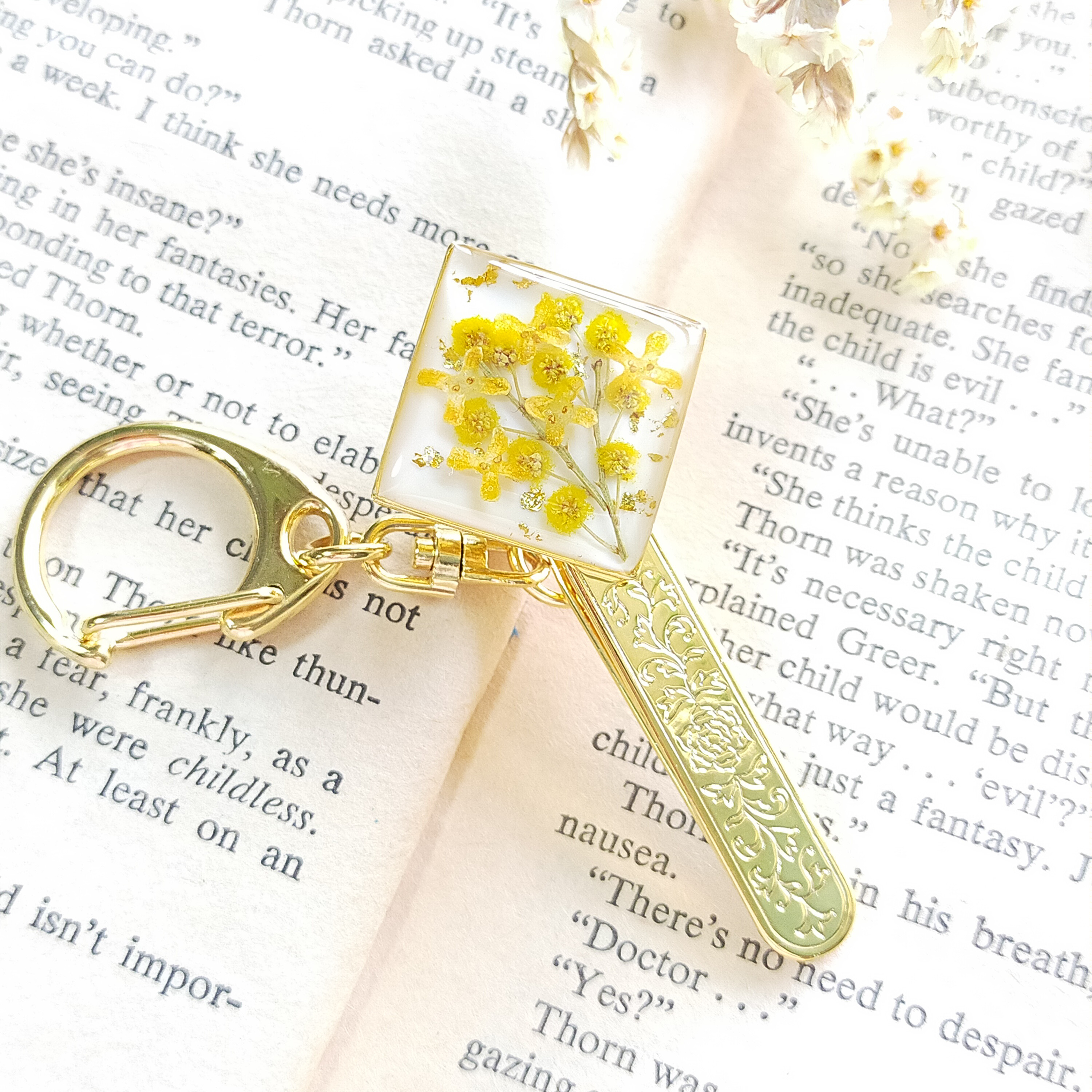 涼し気ミモザデザイン ラウンドレジンヘアゴム ミモザ祭り 大人