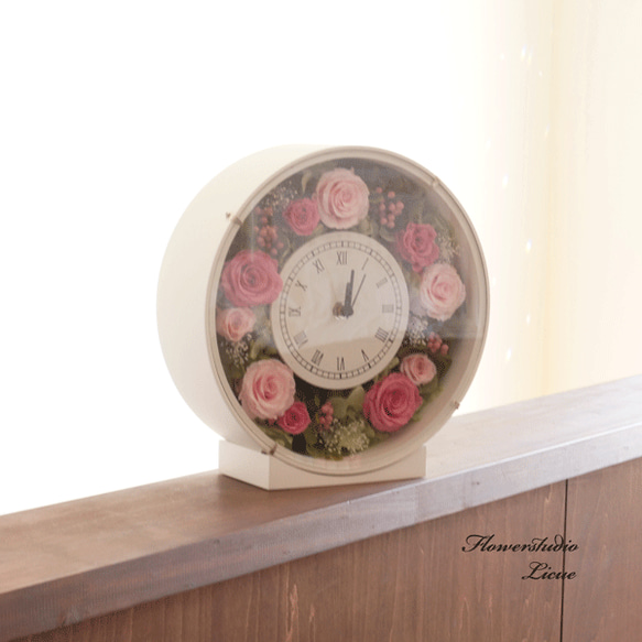 花時計♡ピンク&ピンク　プリザーブドフラワーのみ使用♪とっても華やかです♪ 2枚目の画像