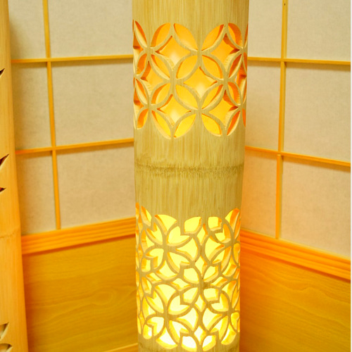 優灯・和紙張◇両面彫◇竹あかり・竹灯り・竹灯籠・竹ランプ  
