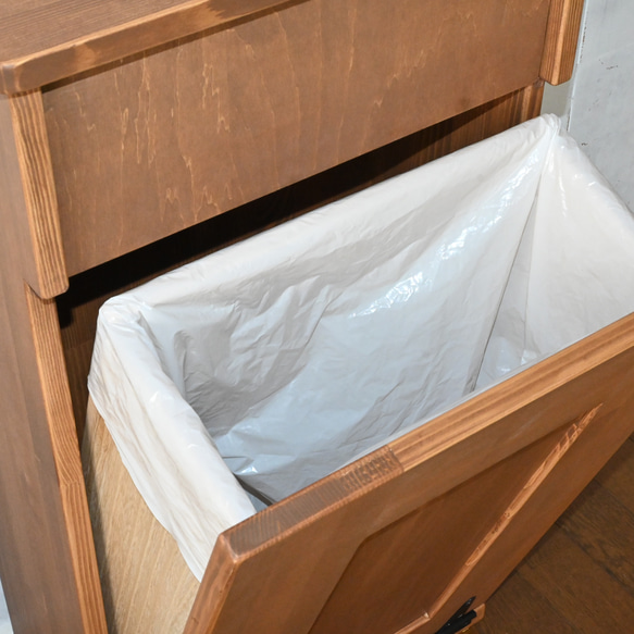 木製　ダストボックス　 フタ付きゴミ箱　ごみ箱  ゴミ袋30使用　薄型 4枚目の画像
