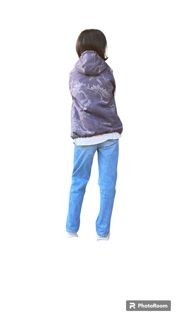 着物リメイク　パーカー松の木柄　ワンサイズ 10枚目の画像