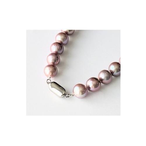 珍しいパープル系カラーの華やか淡水パールネックレス 大珠10-11mm前後 
