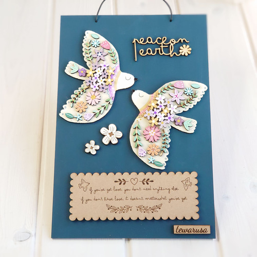 ギフト プレゼント 北欧 木製 壁飾り インテリア パネルアート大【ハト