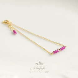 14Kgf □tiny stone bracelet□ビルマ産ルビー 4枚目の画像