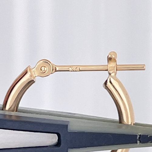 K18 2 x15mm幅 フープピアス 片耳 ピアス（フープ） Jewelry Works  