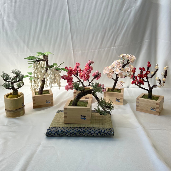 無形文化財手漉き和紙を使用した半懸崖松盆栽 その他インテリア雑貨