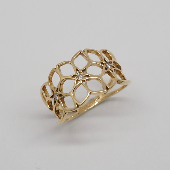 K18YG gajuvana Trinity ring (Medium・Diamond) 1枚目の画像