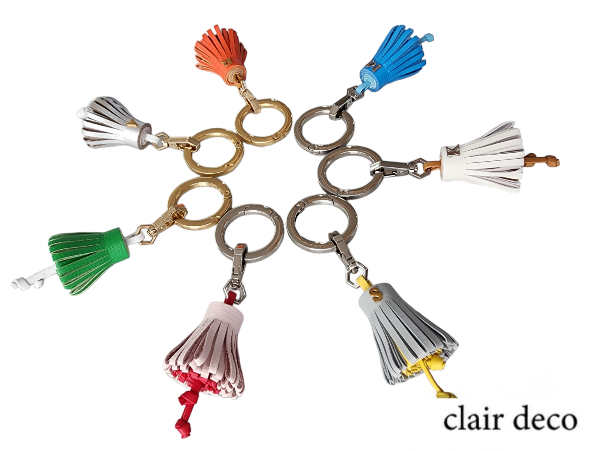 ◆KEY TASSEL◆(ｼﾙﾊﾞｰ&ﾎﾜｲﾄ)レザーキータッセル
