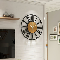 壁時計 直径40cm レトロ調 マントルクロック 無音タイプ インテリア アイアンウッド a-211 5枚目の画像