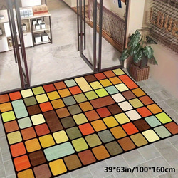 マット 絨毯 カーペット オシャレ レトロスタイル カラフルなグリッドパターン 暖色系模擬カシミヤ a-214 3枚目の画像