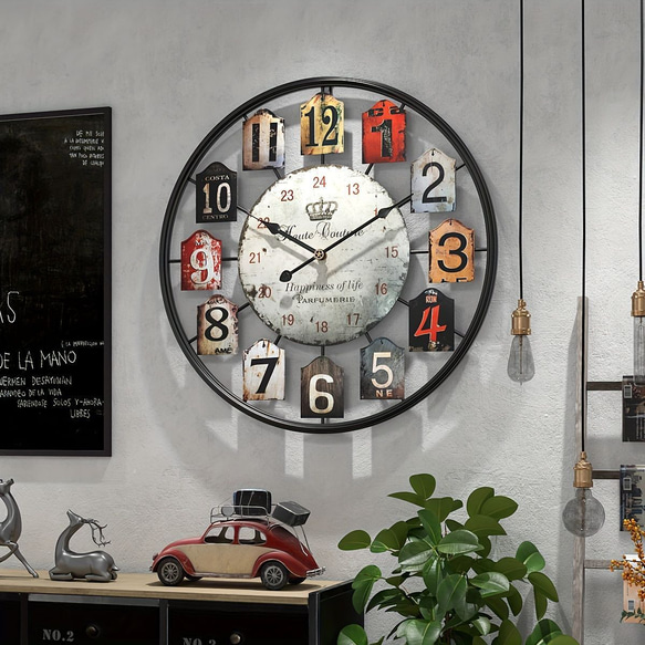 壁掛け時計 時計 木製 ヴィンテージ 時計51cm オシャレ ラウンド サイレントシックなスタイル 装飾的 a-215 2枚目の画像