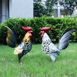 庭置き物 屋外置き物 にわとり アイアン 鉄 金属 アート 動物 鳥